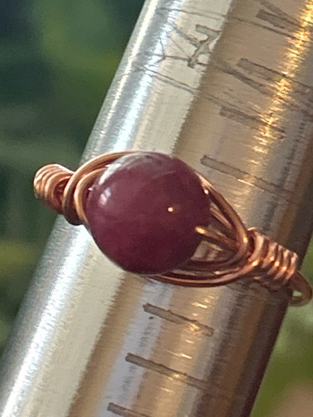 💍 Handcrafted dyed chalcedony wire wrapped crystal ring size 6.5